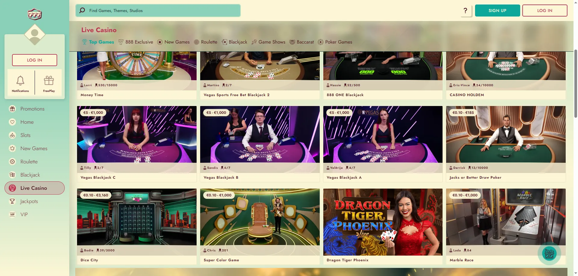 777 Casino live dealer and real money games in the mobile app